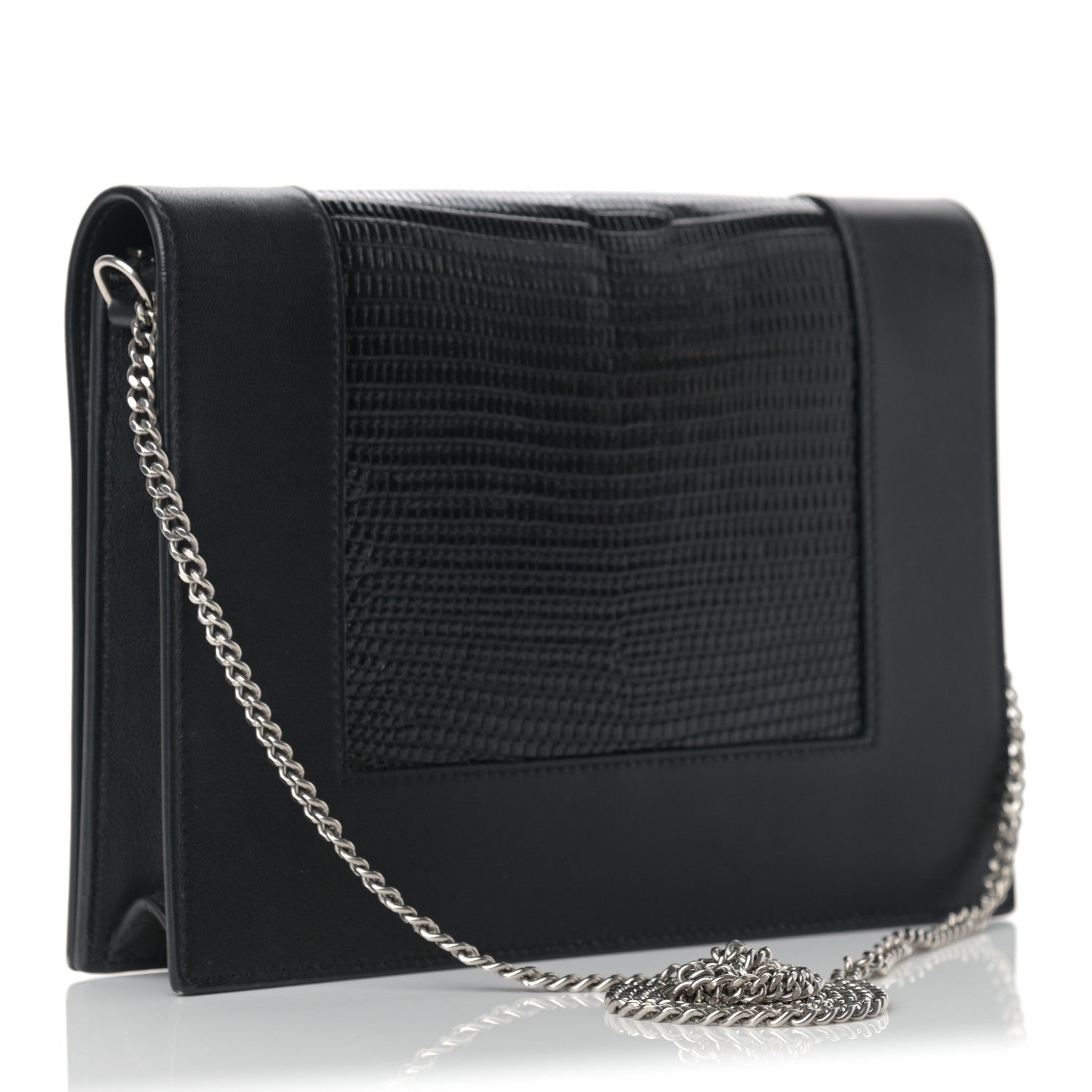 Celine Lizard Smooth Lambskin Frame Evening Chain Clutch Black 2 of 10