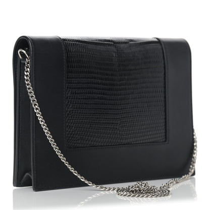 Celine Lizard Smooth Lambskin Frame Evening Chain Clutch Black 2 of 10