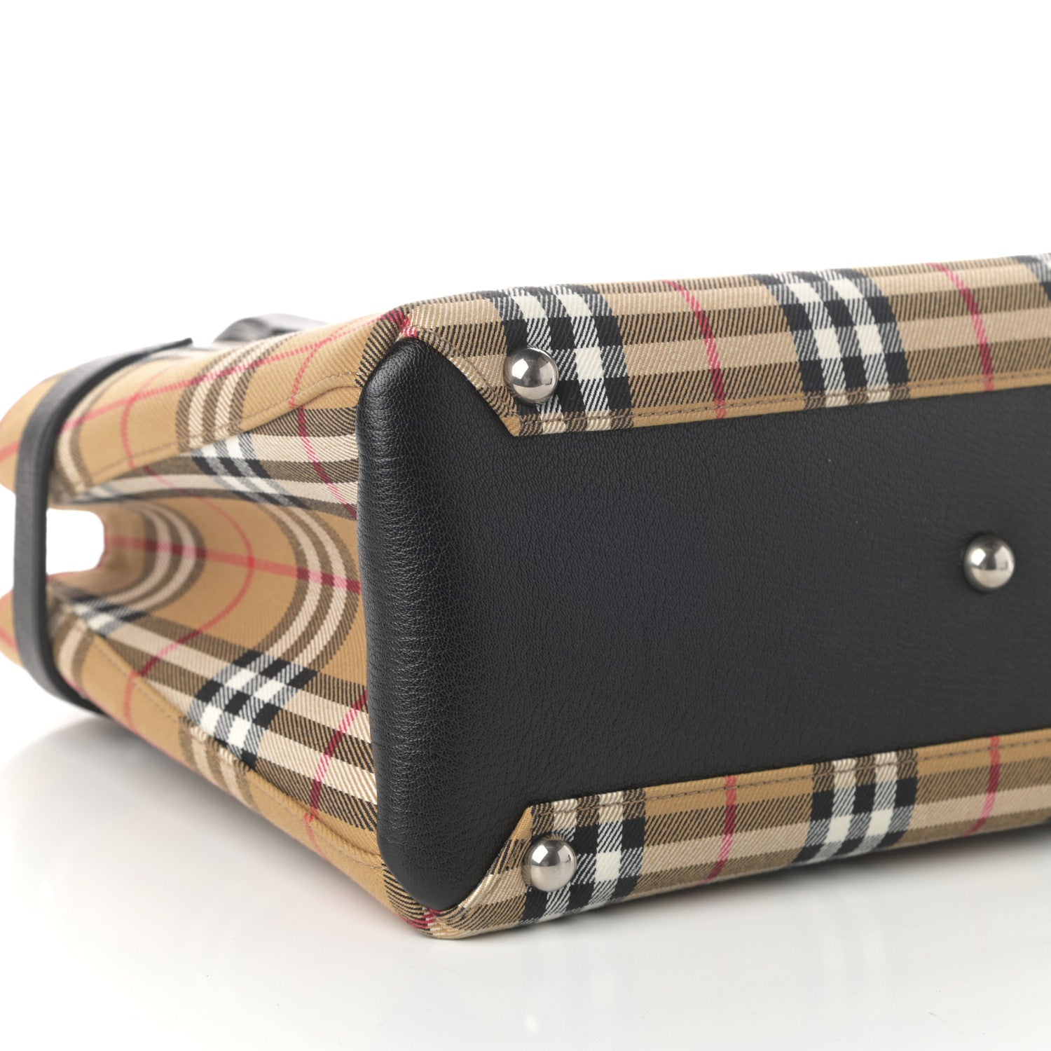 Burberry Goatskin Vintage Check Medium Banner Tote Black 9 of 10