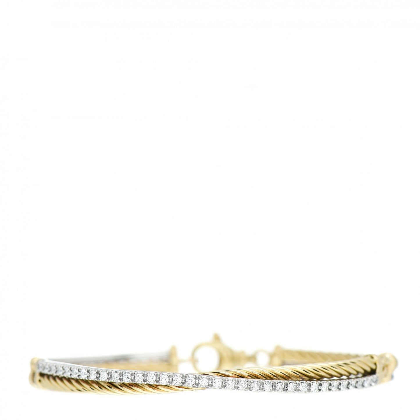 18K White Yellow Gold Diamond Crossover Bracelet