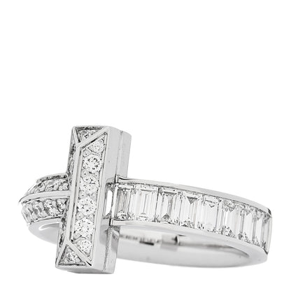 Tiffany 18K White Gold Diamond T T1 Baguette Ring 54 7 3 of 6
