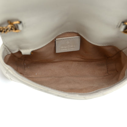 Gucci Calfskin Matelasse Super Mini GG Marmont Shoulder Bag White 5 of 12