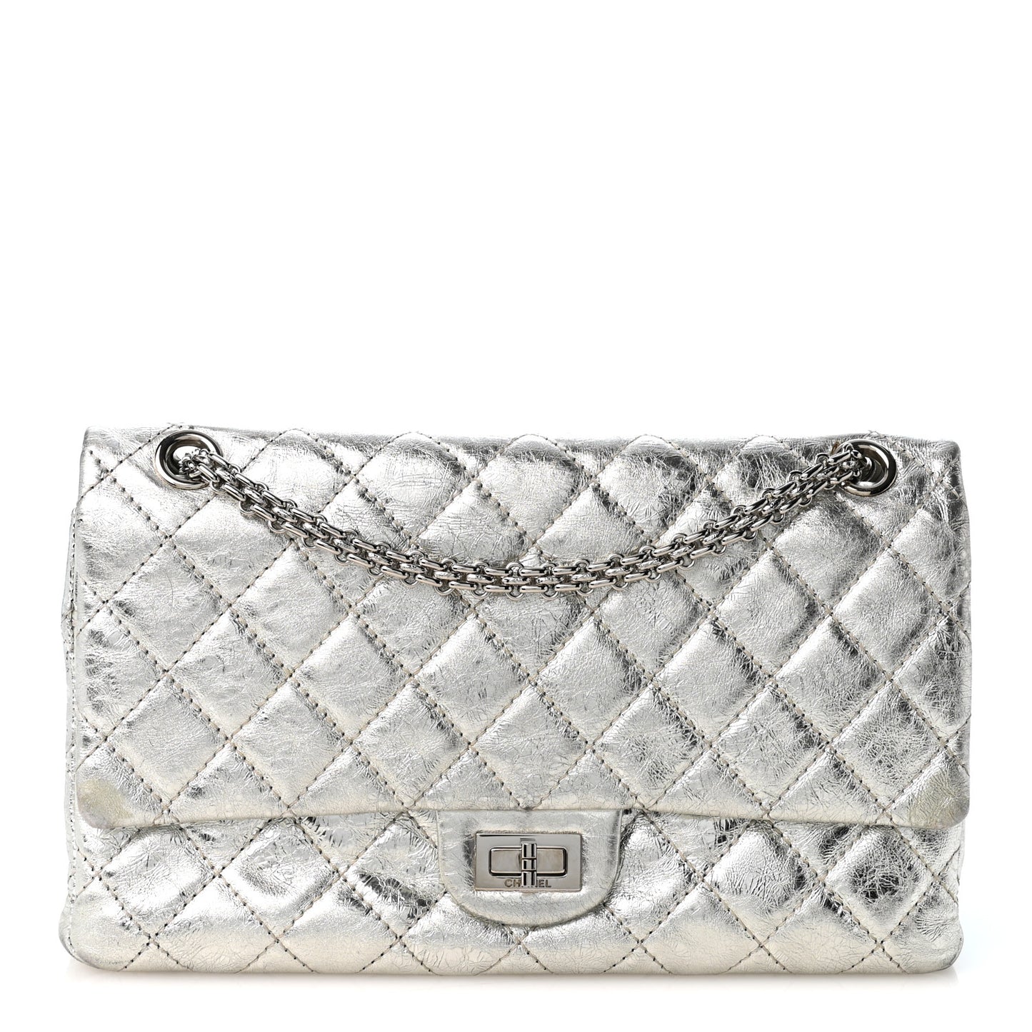 Metallic Aged Calfskin Quilted 2.55 Reissue 226 Flap Silver