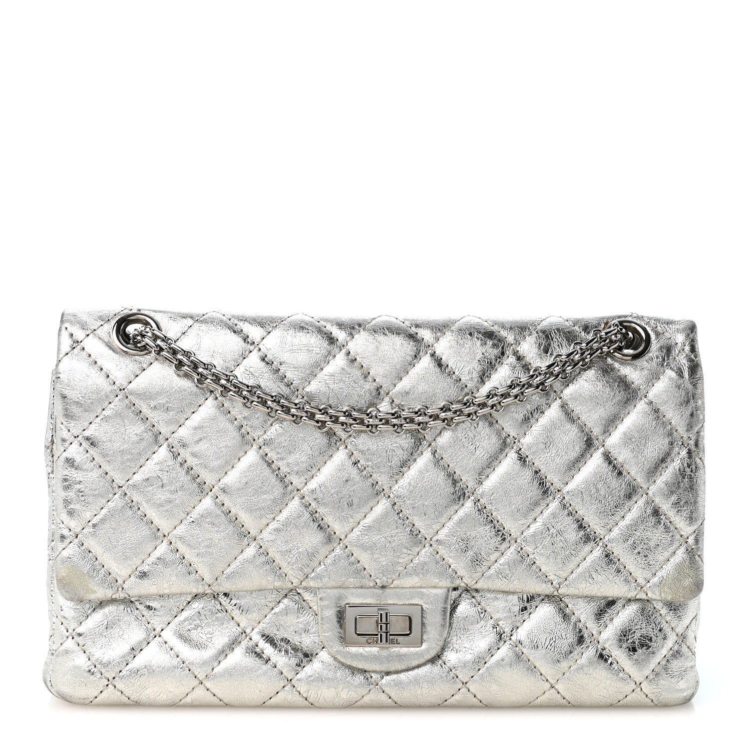Chanel Metallic Aged Calfskin Quilted 2.55 Reissue 226 Flap Silver 1 of 13