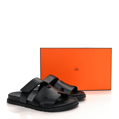 Hermes Calfskin Mens Chypre Sandals 43 Black 9 of 9
