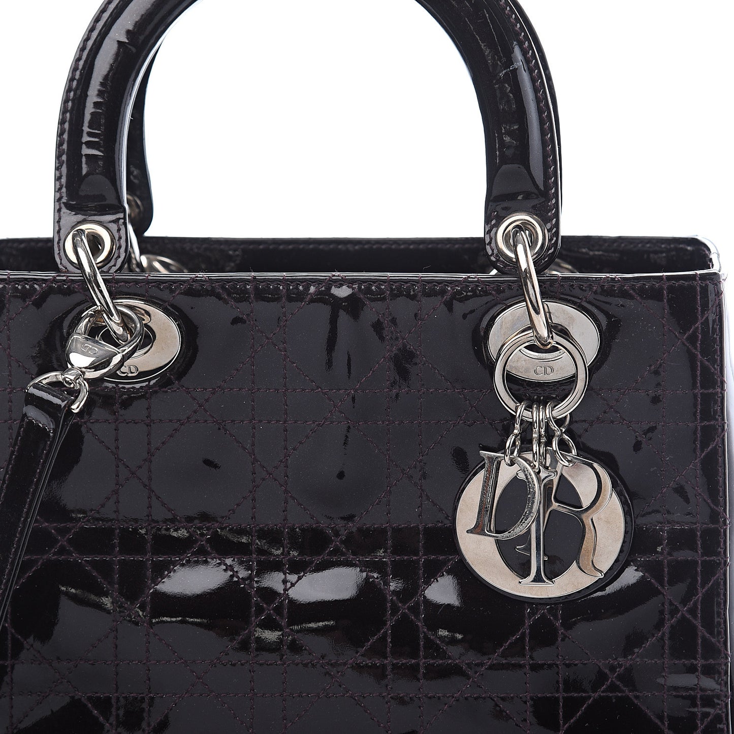 Patent Cannage Stitched Medium Lady Dior Amethyste
