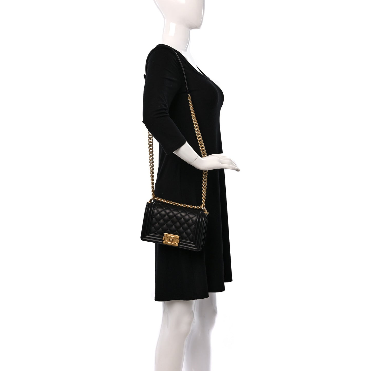 Caviar Quilted Small Boy Flap Black