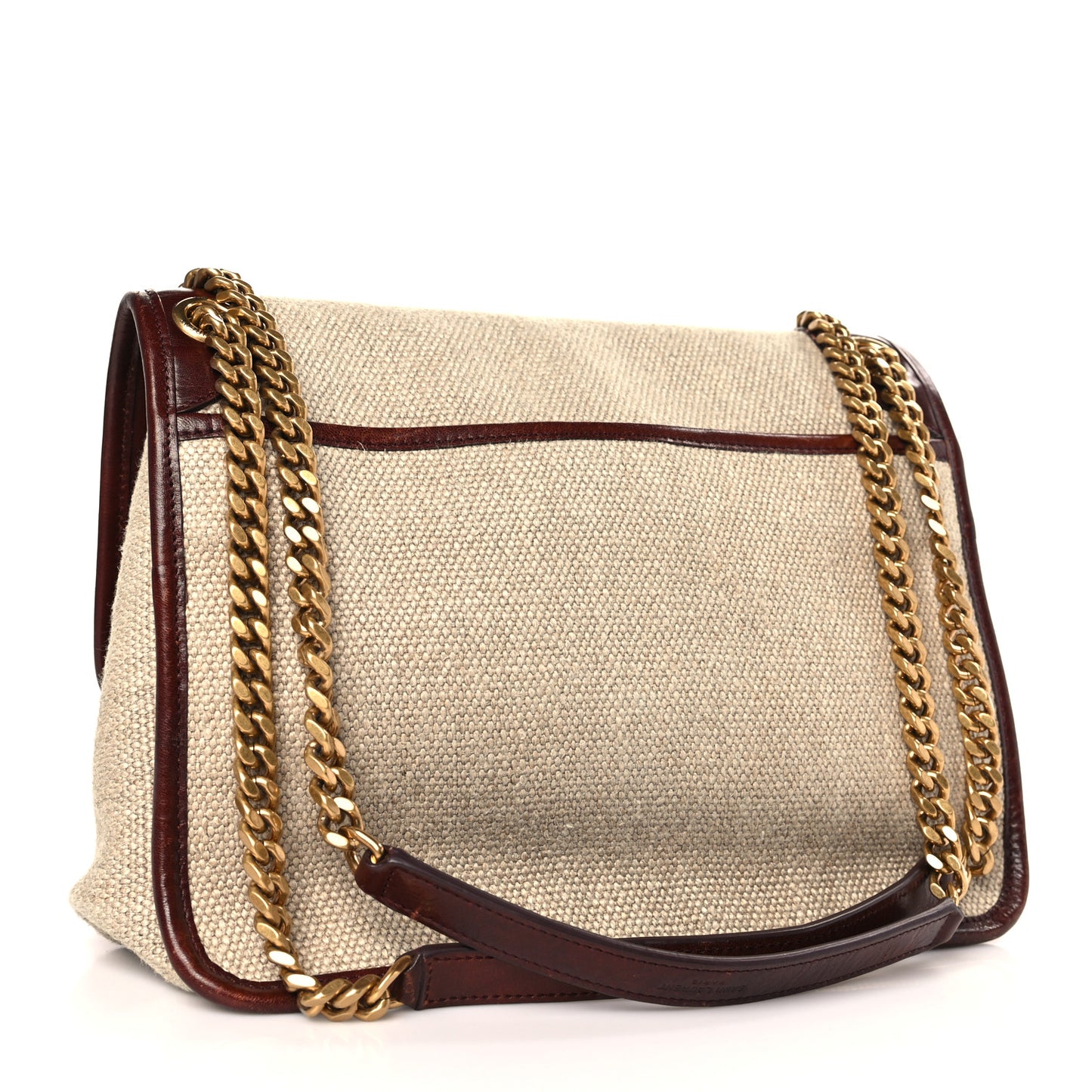 Cotton Canvas Vintage Calfskin Monogram Medium Niki Chain Satchel Natural Chocolate