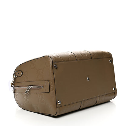 Gucci Piuma Calfskin Jumbo GG Embossed Large Duffle Bag Good Taupe 3 of 10