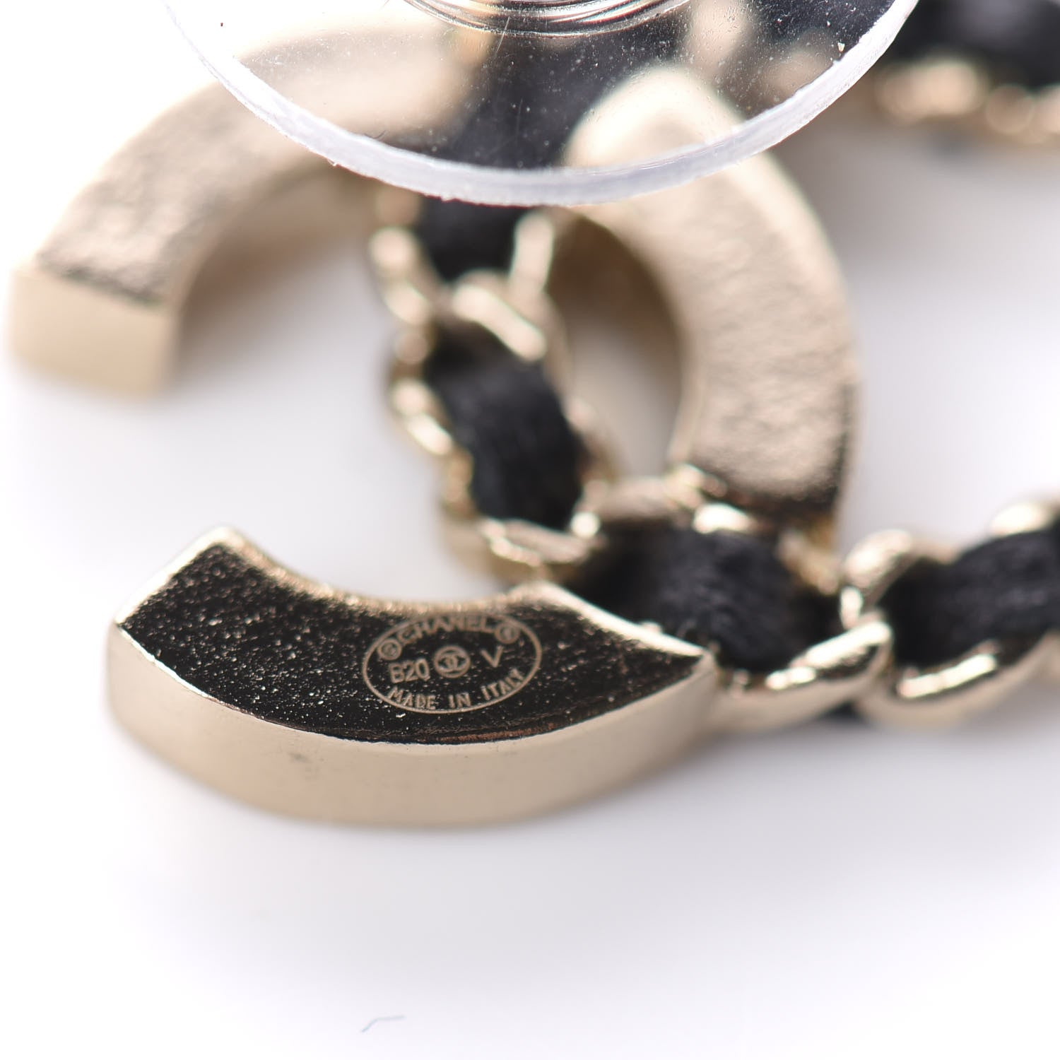 Chanel Crystal Baguette Lambskin Chain CC Vintage Allure Stud Earrings Black Gold 4 of 5