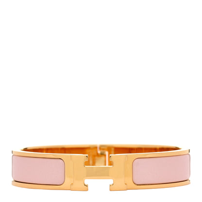 Hermes Enamel Narrow Clic Clac H Bracelet PM Rose Dragee 1 of 4