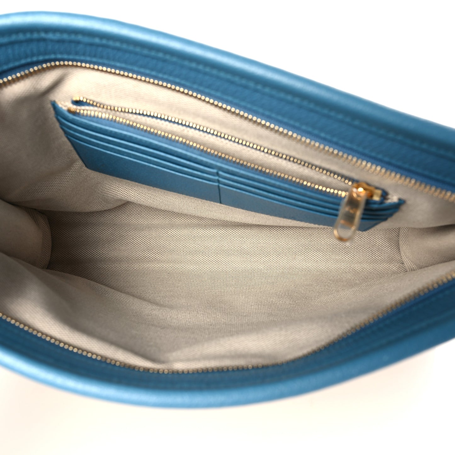 Fabric Embroidered Hawaii Striped Pouch Bag Blue