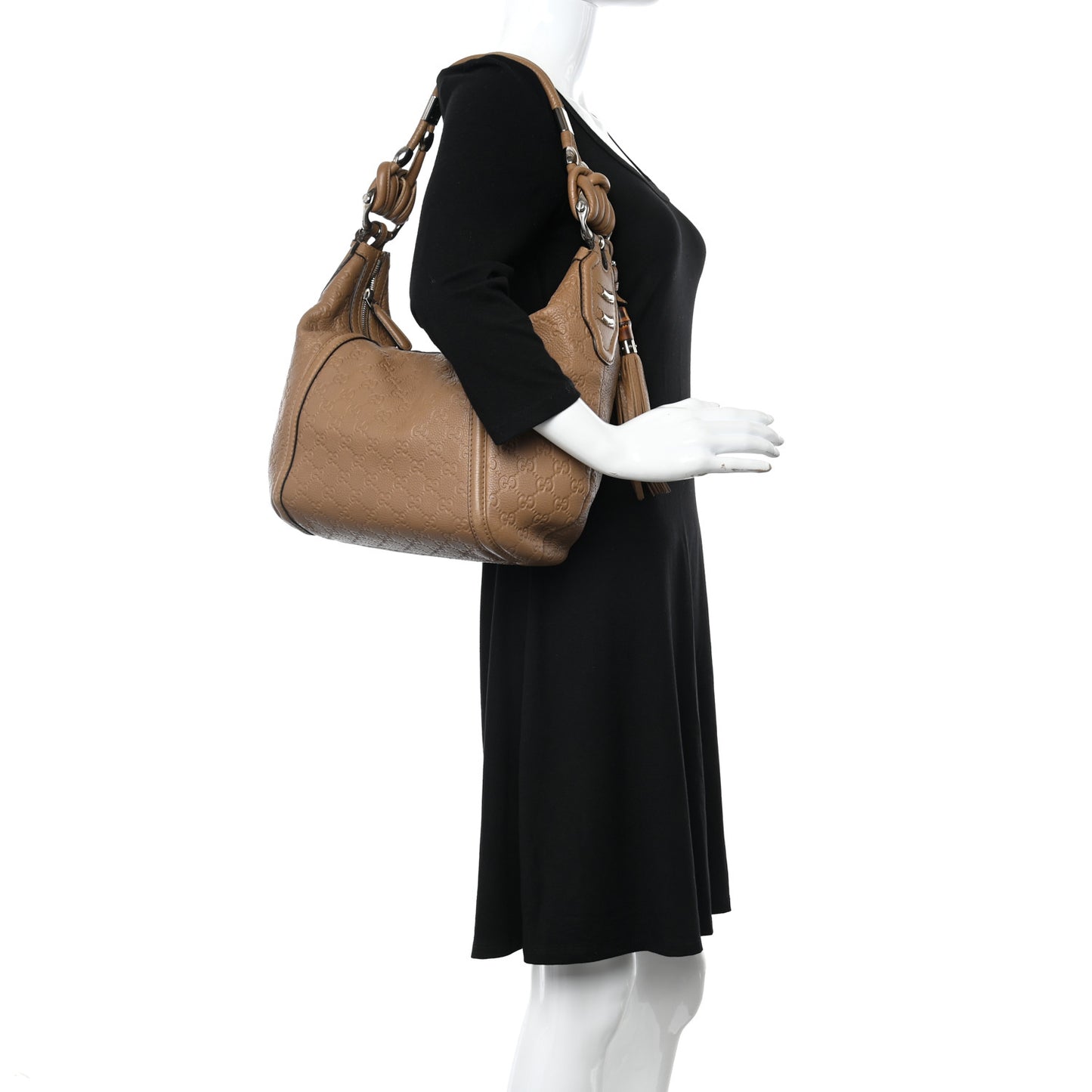 Guccissima Medium Techno Horsebit Hobo Taupe