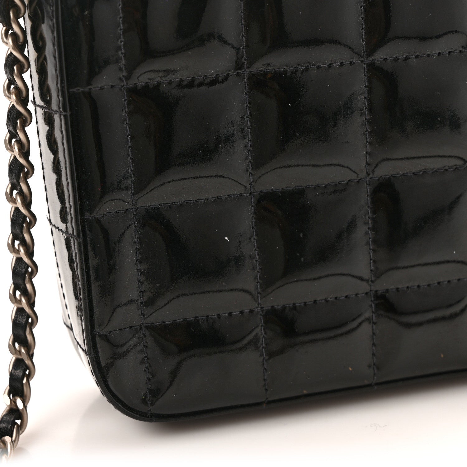 Chanel Patent Quilted East West Chocolate Bar Flap Black 11 of 11