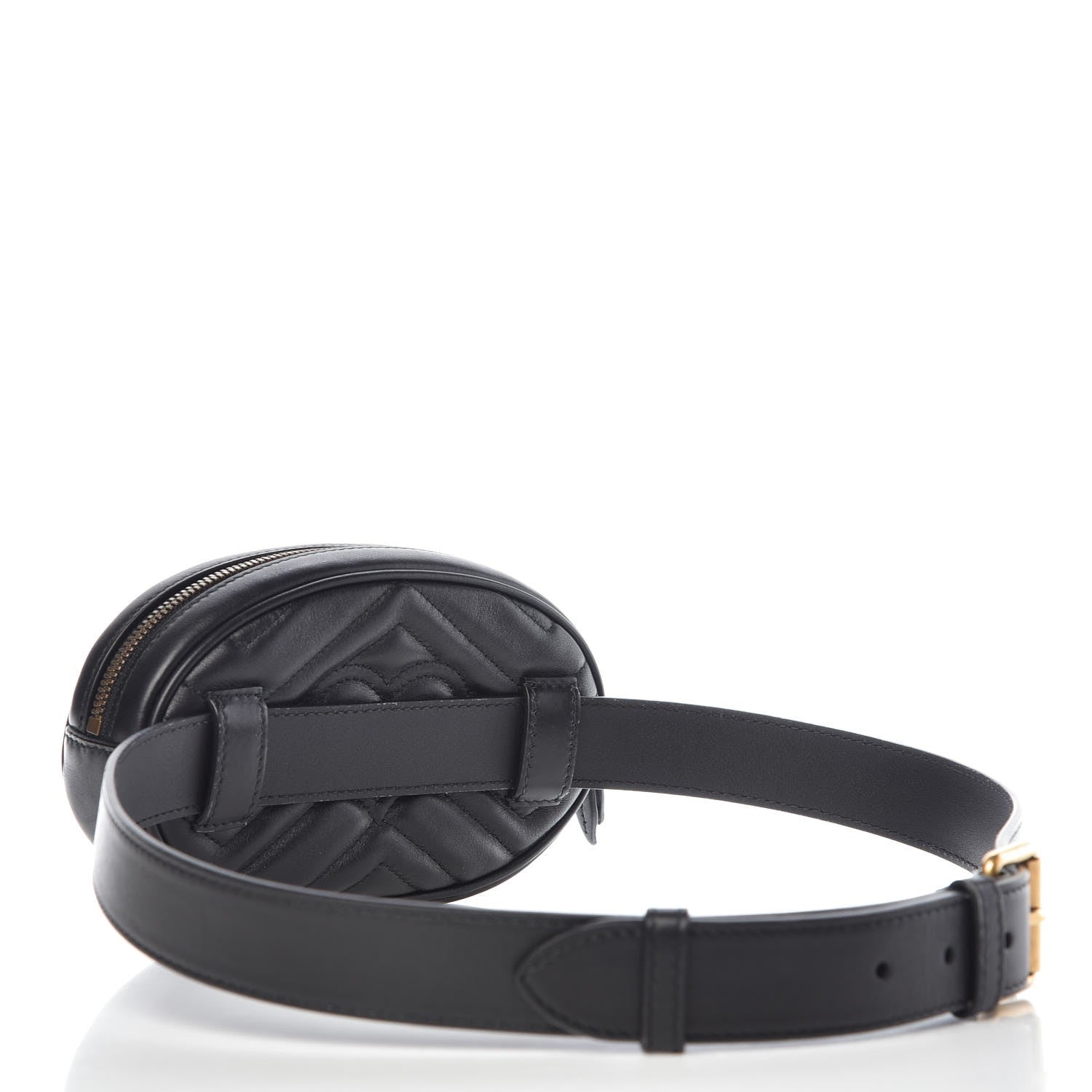 Gucci Calfskin Matelasse GG Marmont Belt Bag 85 34 Black 3 of 7