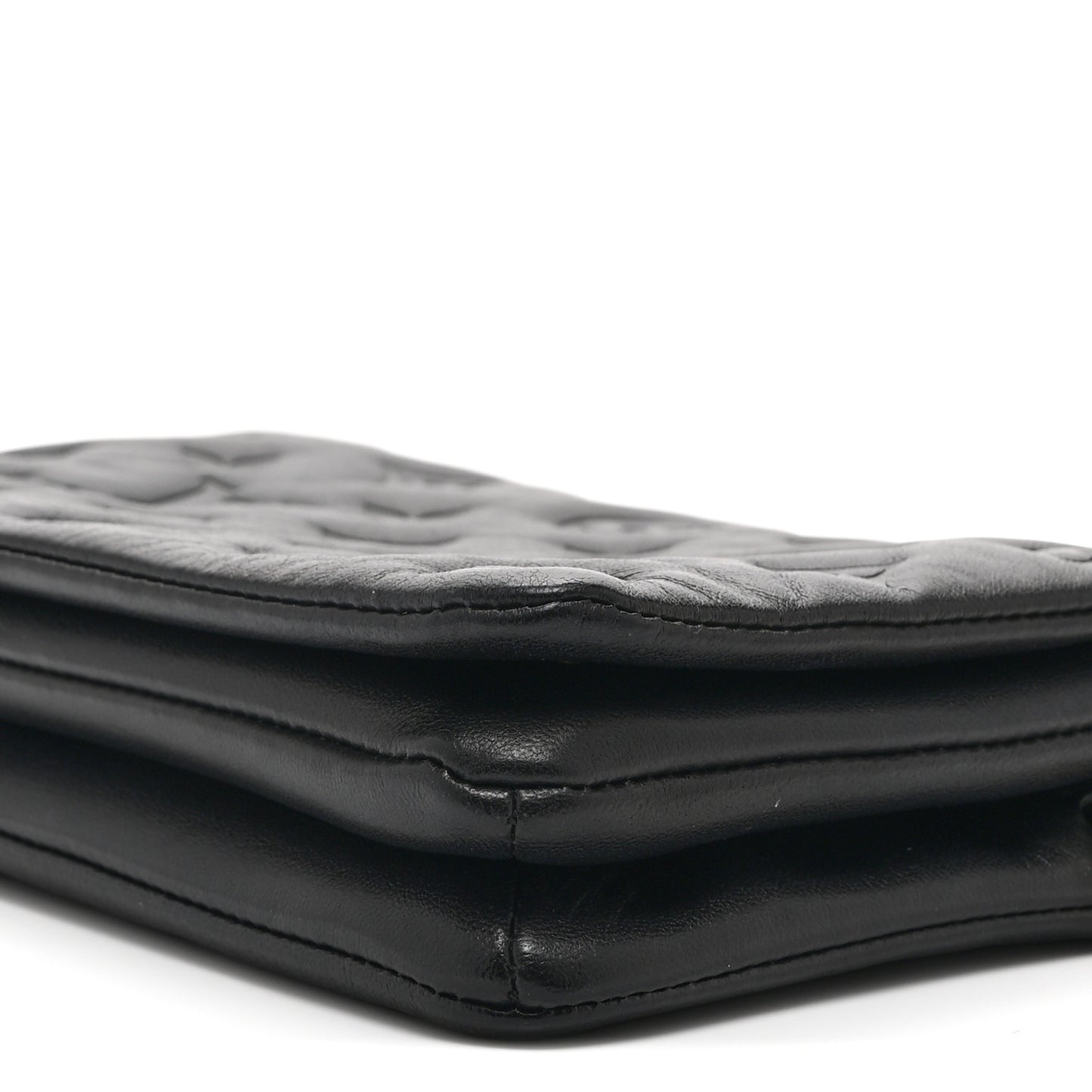 Lambskin Embossed Monogram Pochette Coussin Black
