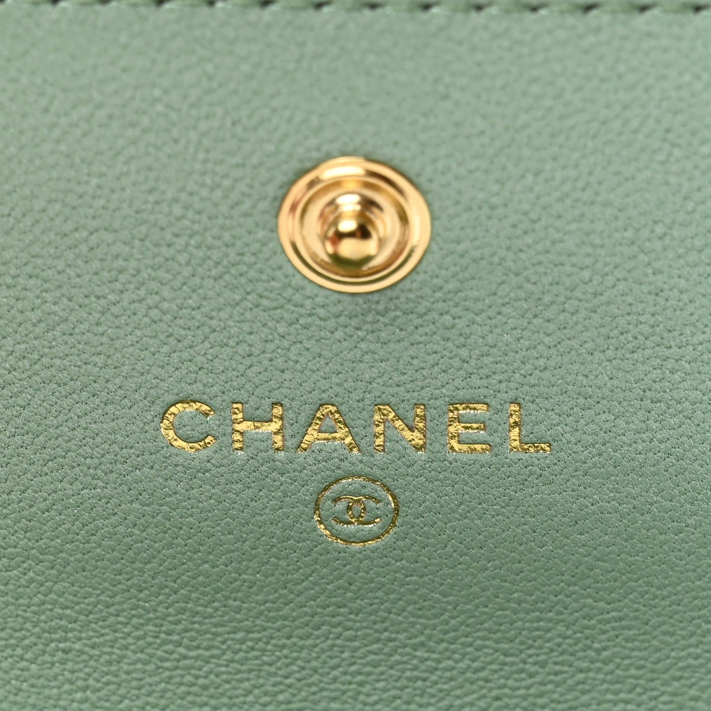 Lambskin Quilted Chanel 19 Flap Card Holder Light Green
