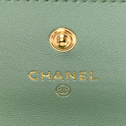 Chanel Lambskin Quilted Chanel 19 Flap Card Holder Light Green 7 of 9