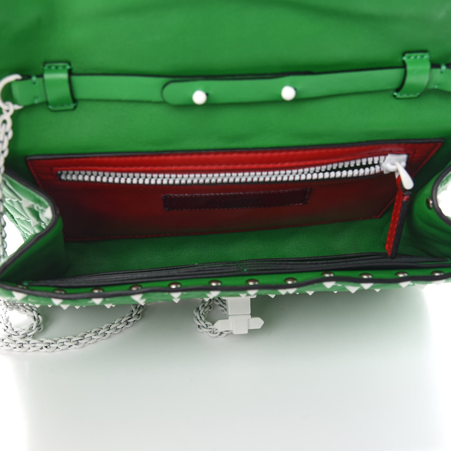 Valentino Garavani Lambskin Free Rockstud Spike Wallet On Chain Peppermint 5 of 8