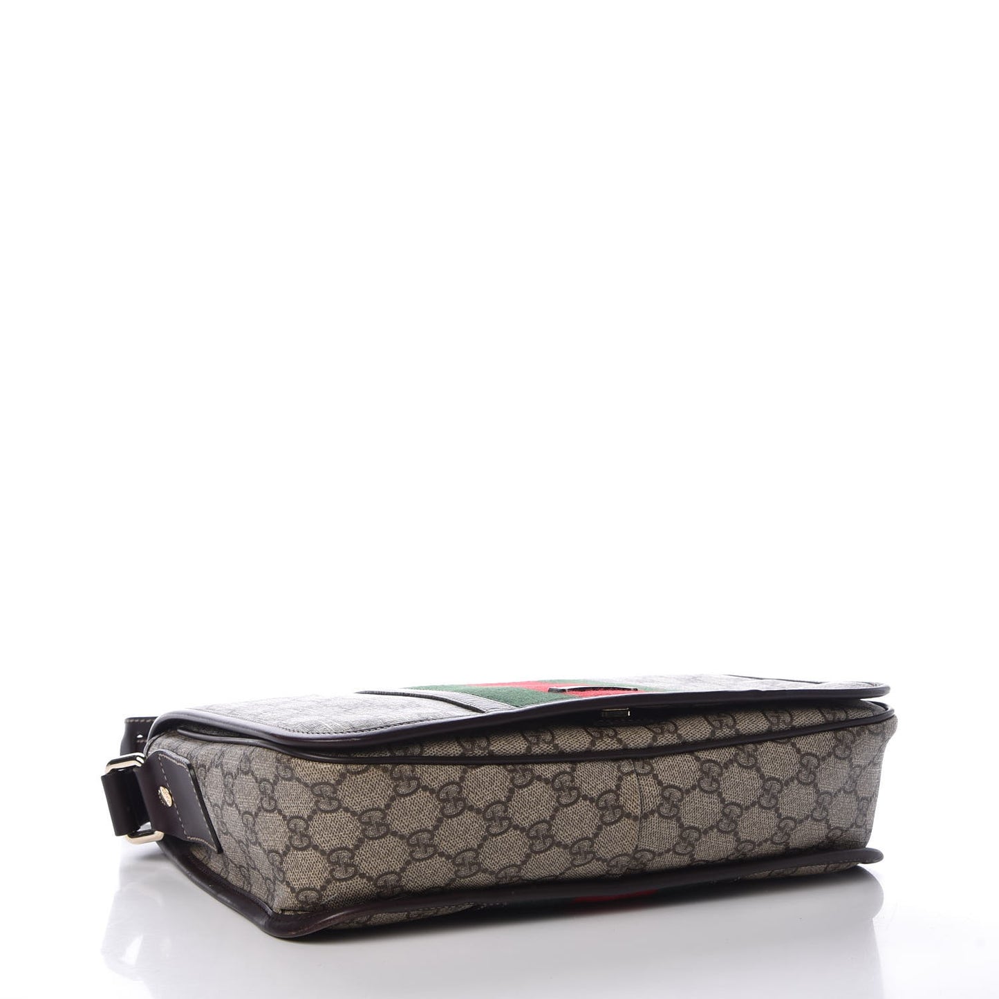 GG Plus Monogram Web Medium Flap Messenger Beige Dark Brown