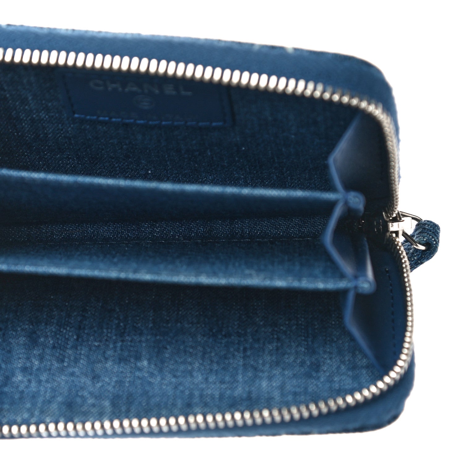 Chanel Denim Quilted Zip Coin Purse Blue 5 of 11