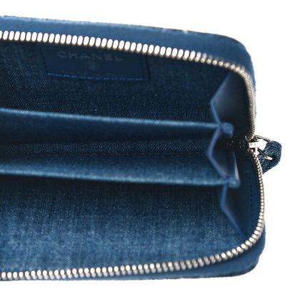 Chanel Denim Quilted Zip Coin Purse Blue 5 of 11