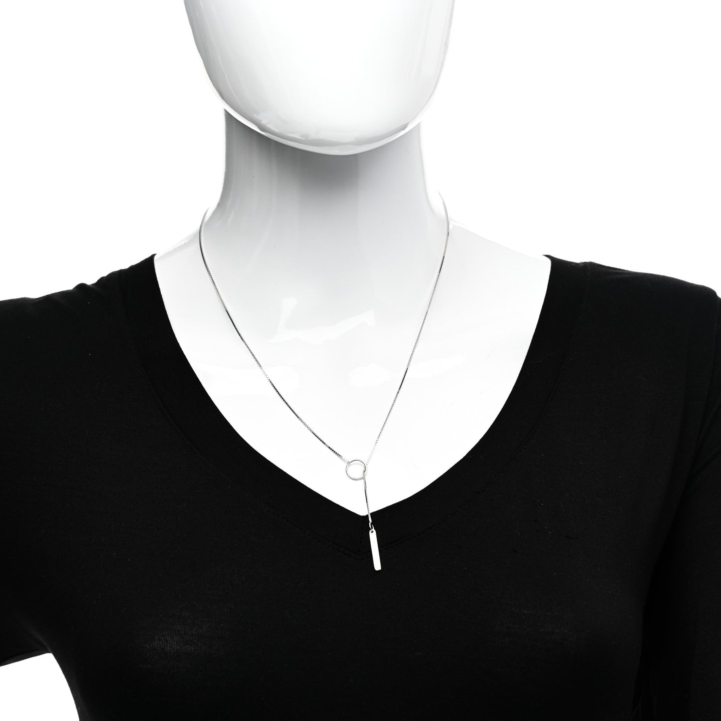 18K White Gold 20mm Lariat Necklace