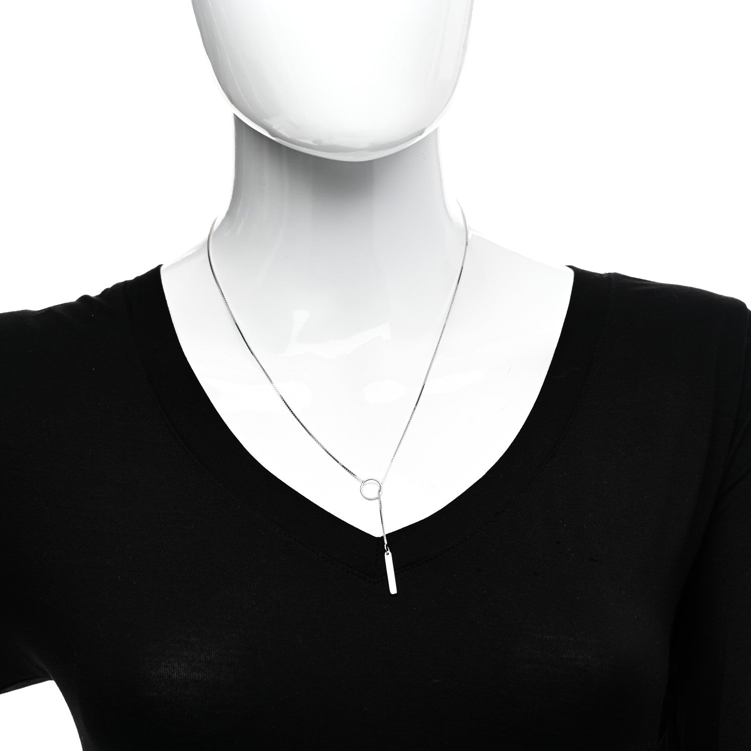 Gucci 18K White Gold 20mm Lariat Necklace 2 of 5
