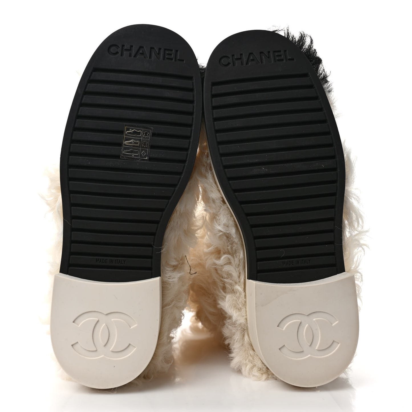 Shearling Sheepskin High Boots 37.5 White Black