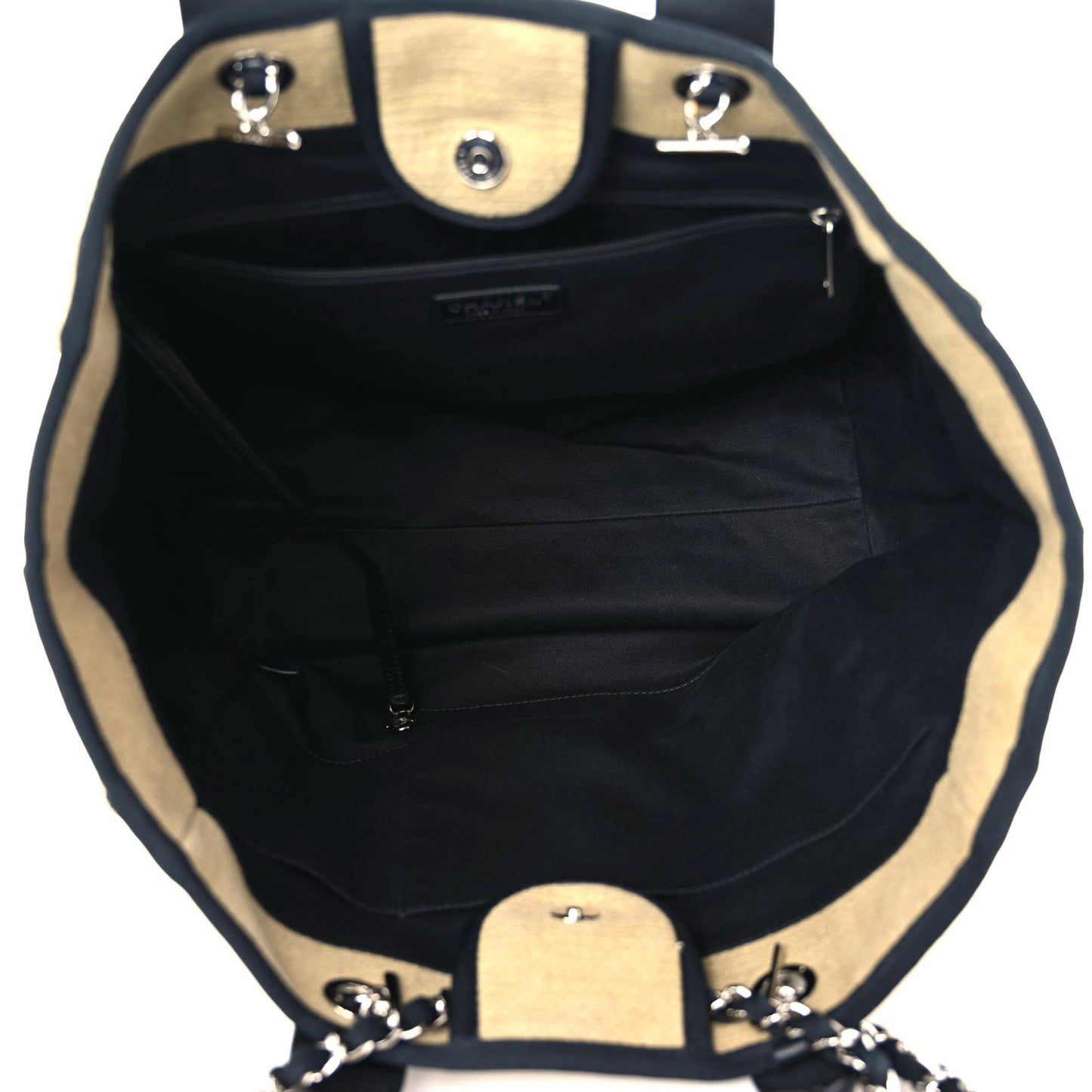 Canvas Medium Deauville Tote Beige Black