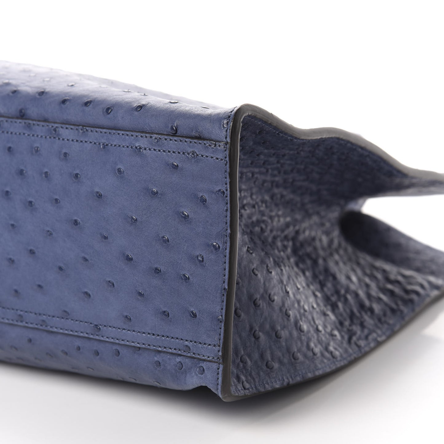 Ostrich Medium Jackie Top Handle Bag Blue