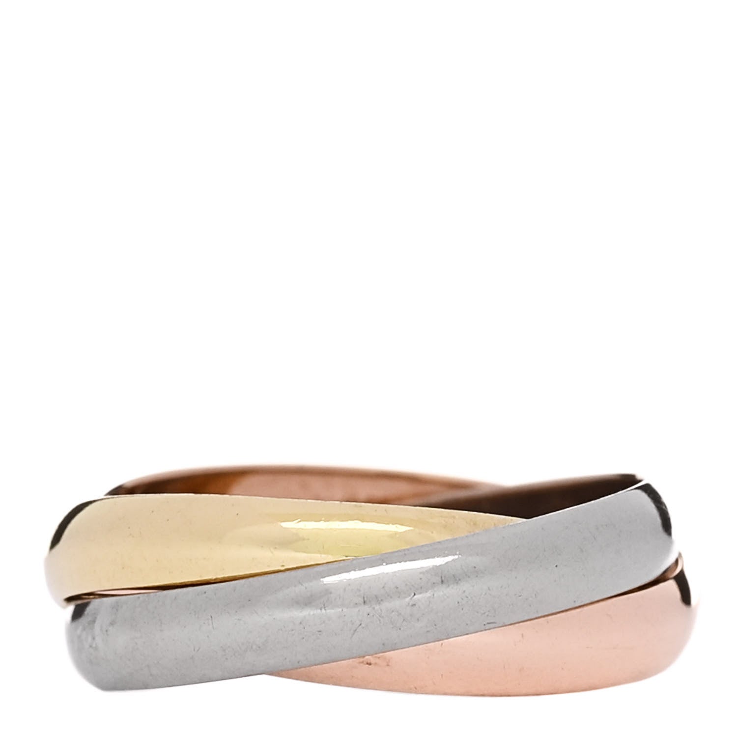 Cartier 18K Pink Yellow White Gold Small Trinity Ring 48 4.5 3 of 5