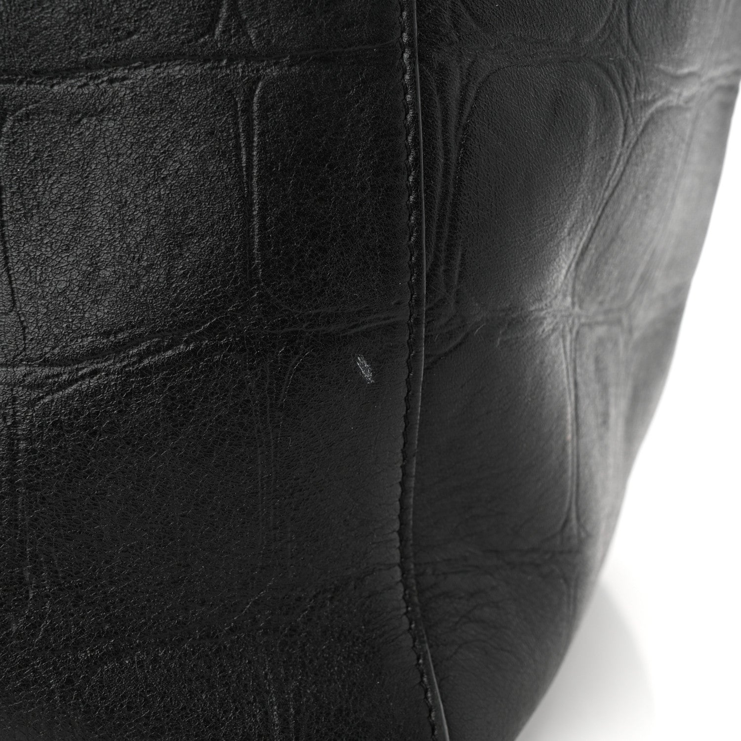 Celine Crocodile Embossed Calfskin Medium Belt Cabas Phantom Black 11 of 12