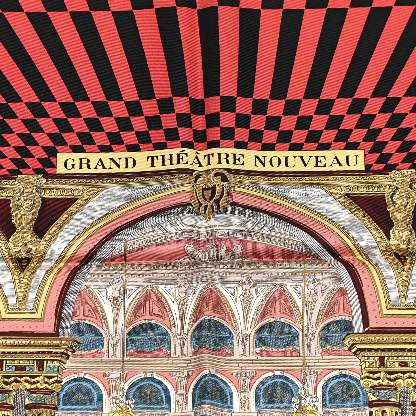 Silk Grand Theatre Nouveau Scarf 90 Bleu Vieux Rose Vert