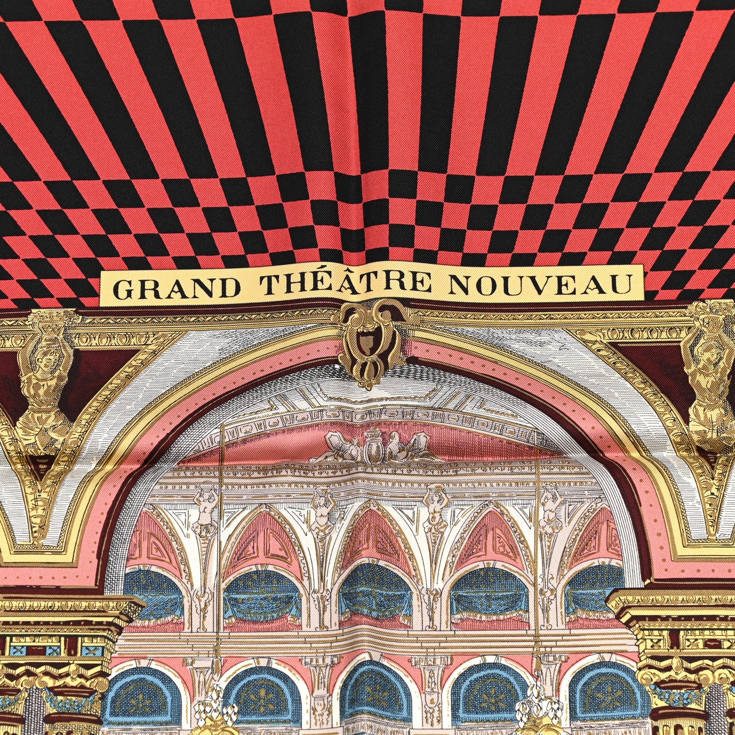 Hermes Silk Grand Theatre Nouveau Scarf 90 Bleu Vieux Rose Vert 4 of 6