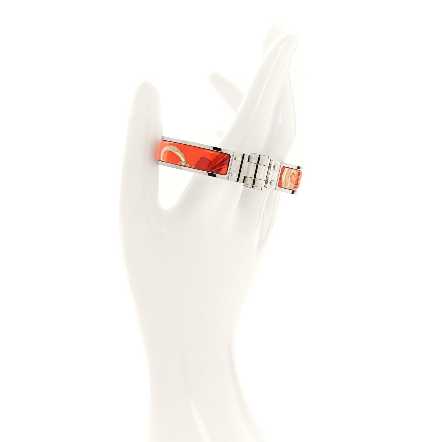 Hermes Enamel Printed Narrow Charniere Brides De Gala Hinged Bracelet S 2 of 5