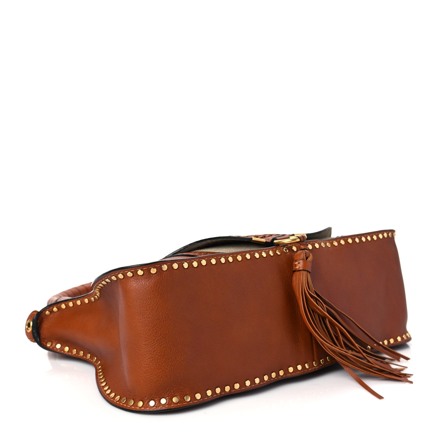 Chloe Calfskin Studded Medium Marcie Satchel Caramel 4 of 7