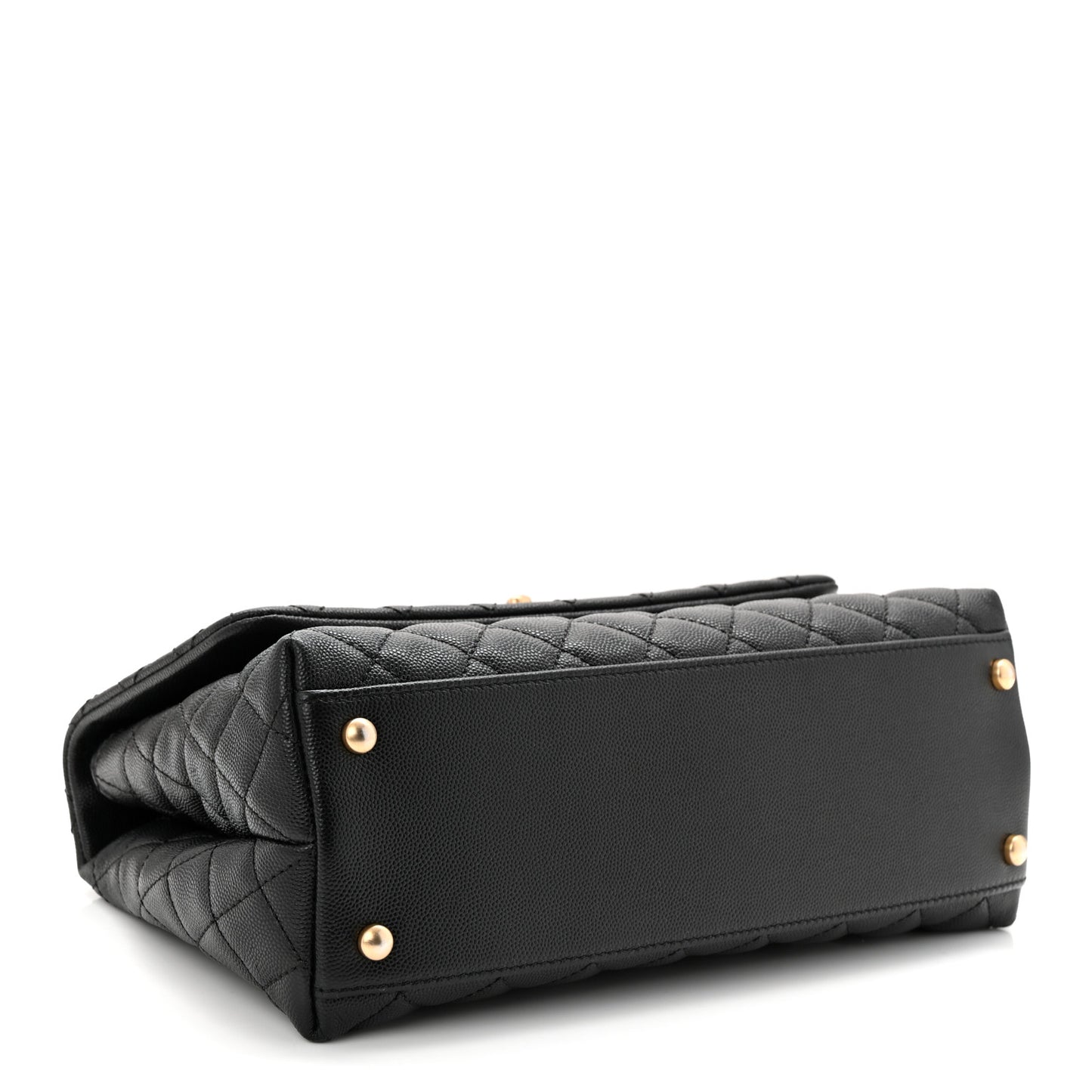 Caviar Lizard Embossed Quilted Small Coco Handle Flap Black