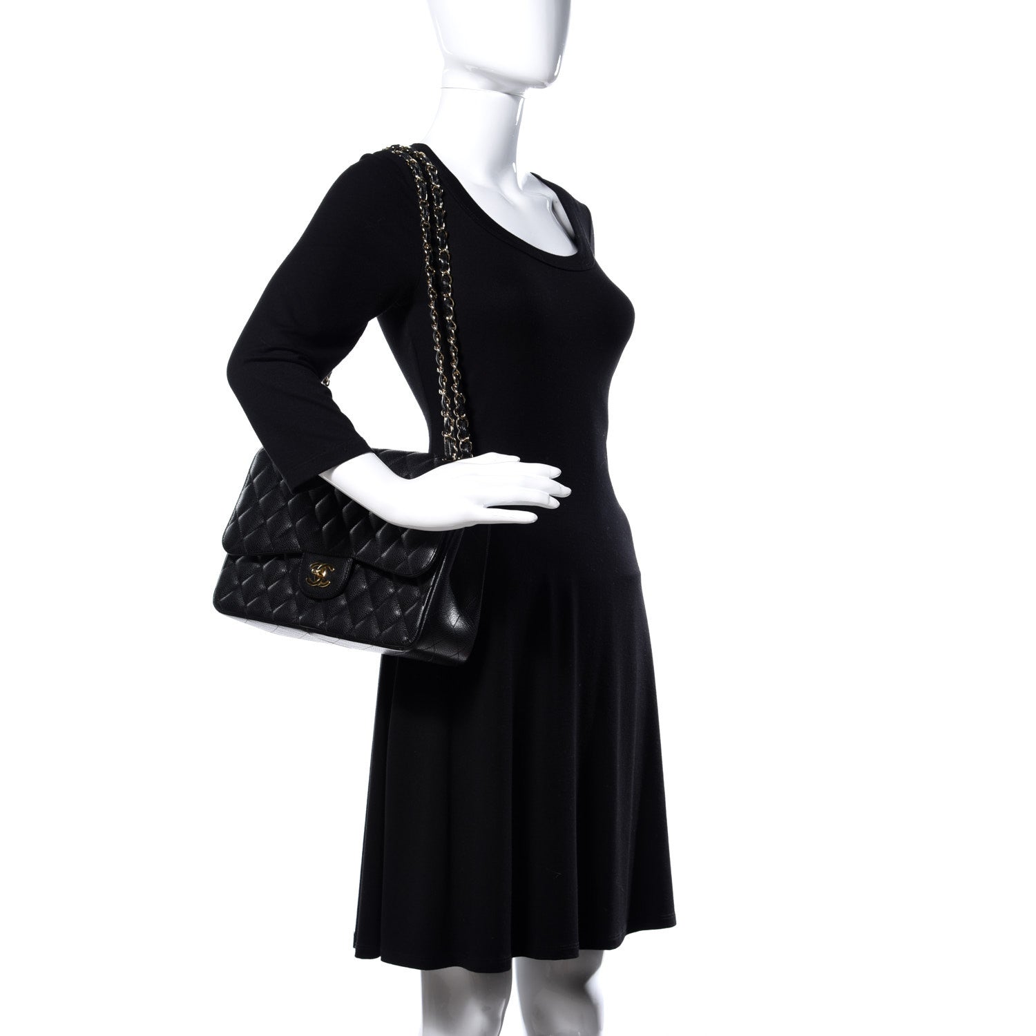 Chanel Caviar Quilted Jumbo Double Flap Black 2 of 17