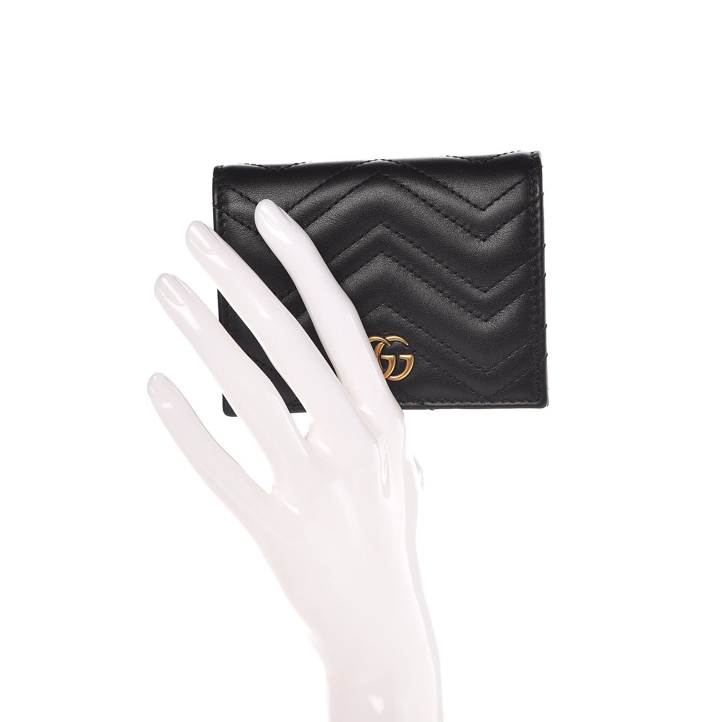 Calfskin Matelasse GG Marmont Card Case Wallet Black