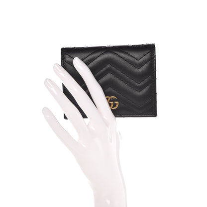 Gucci Calfskin Matelasse GG Marmont Card Case Wallet Black 2 of 9