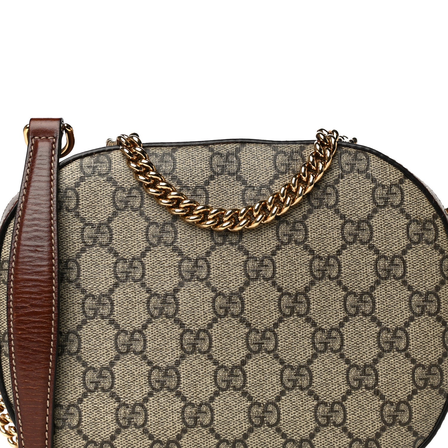 Gucci GG Supreme Monogram Cuoio Toscano Mini Chain Shoulder Bag Beige Ebony Cuir 8 of 21