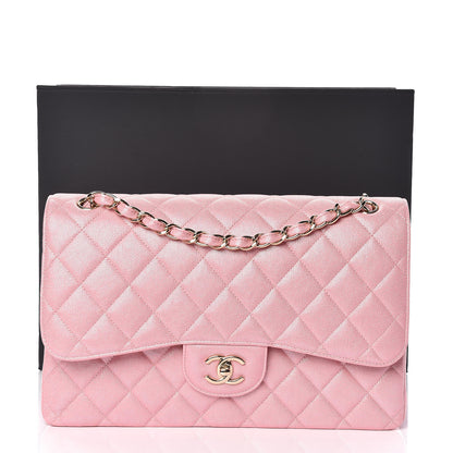 Chanel Iridescent Caviar Quilted Jumbo Double Flap Rose Pink 10 of 10