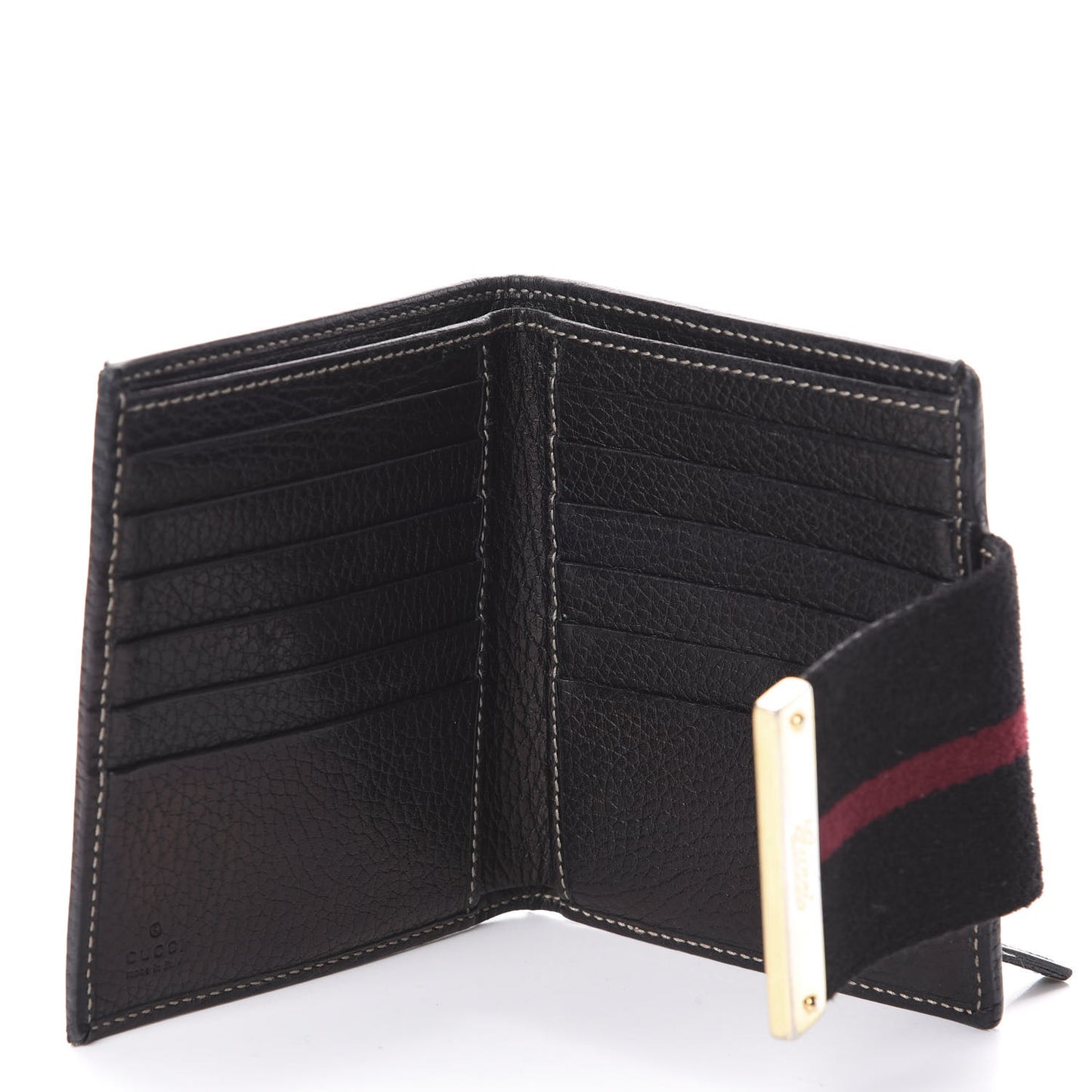 Monogram Ladies Web French Flap Wallet Black