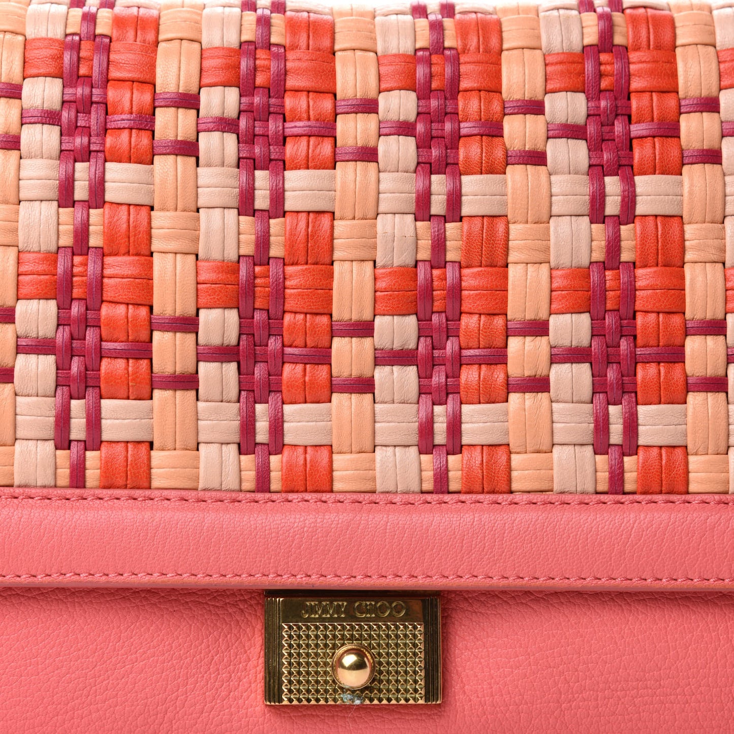 Calfskin Woven Clutch Pink