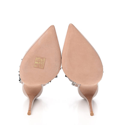 Valentino Garavani Pebbled Calfskin Rockstud Ankle Strap 100mm Pumps 36 Soft Noisette 5 of 9