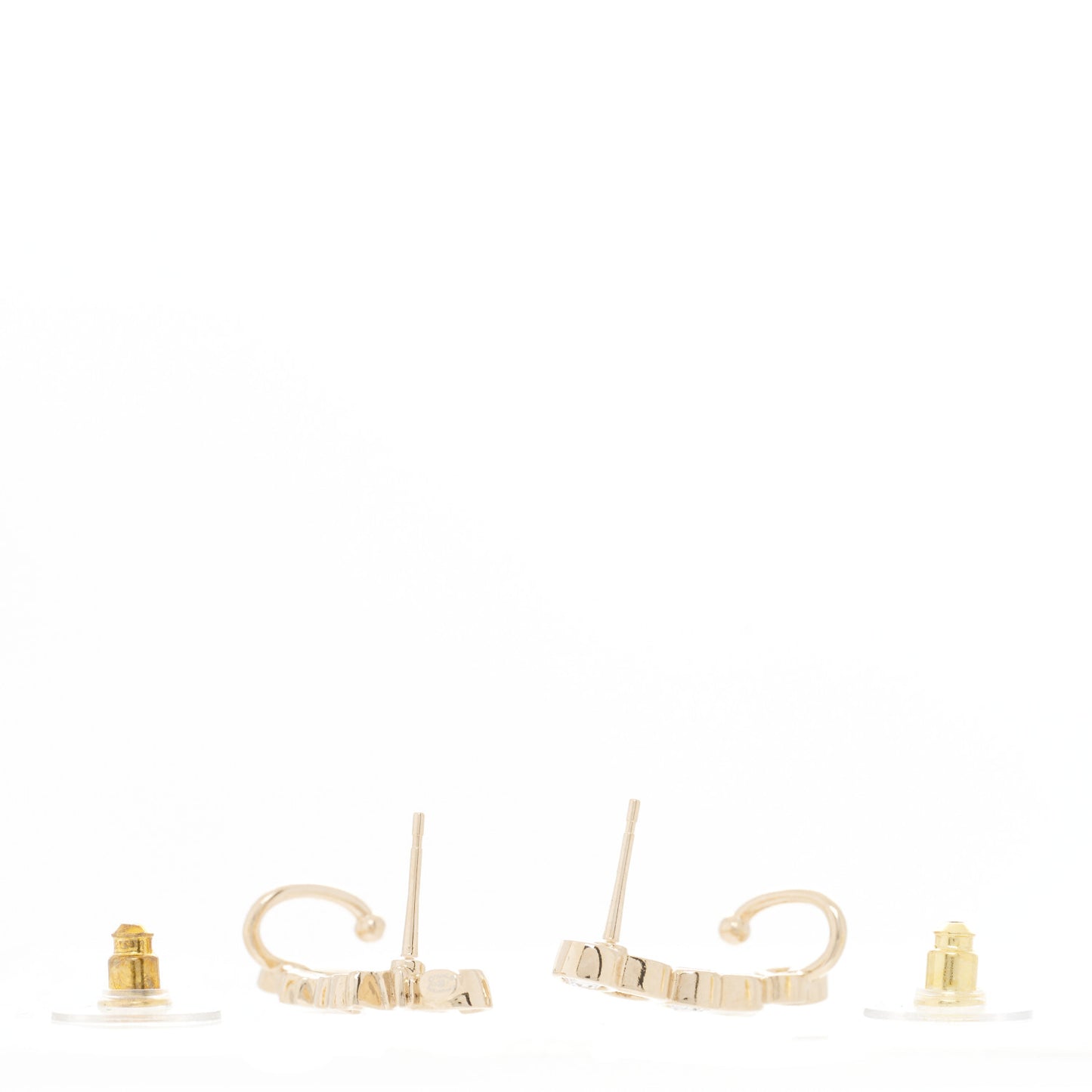 Metal Crystal Coco Script CC Climber Earrings Gold