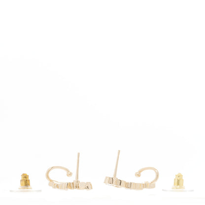Chanel Metal Crystal Coco Script CC Climber Earrings Gold 3 of 5