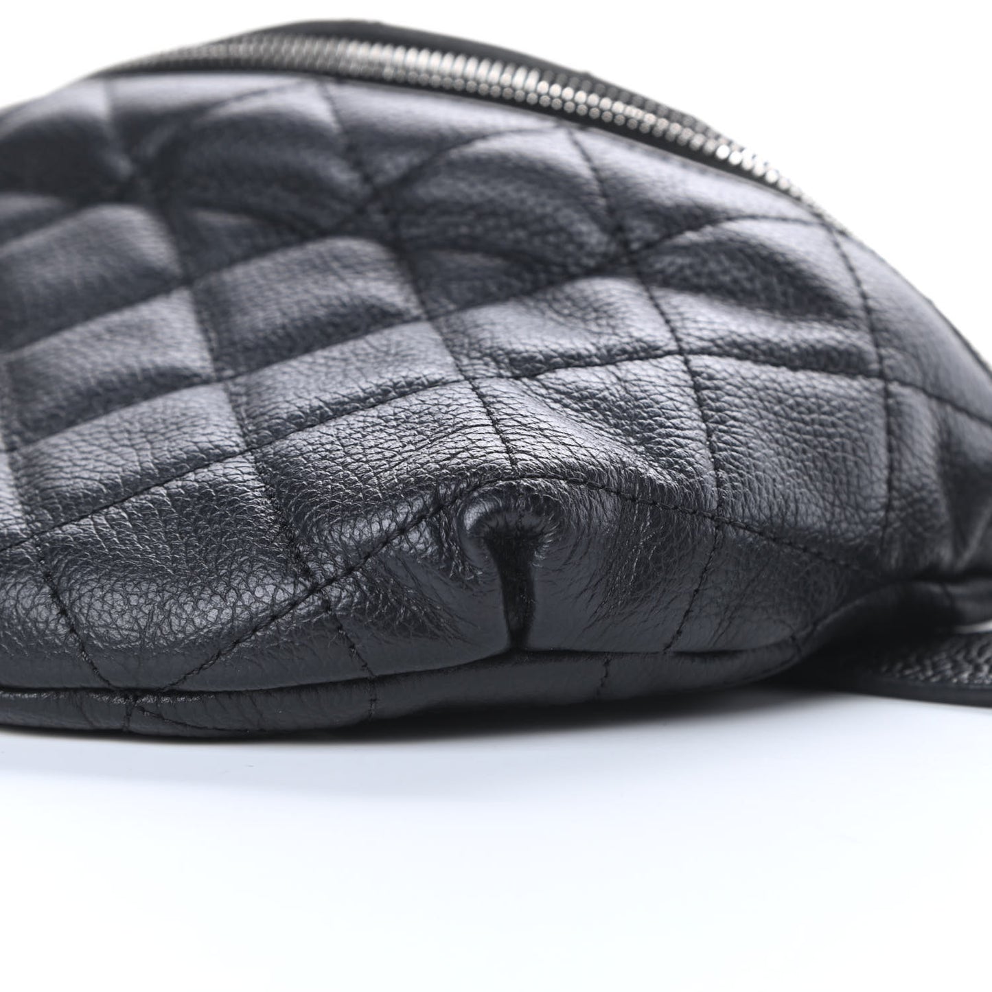 Grained Calfskin Quilted Waist Belt Bag Black