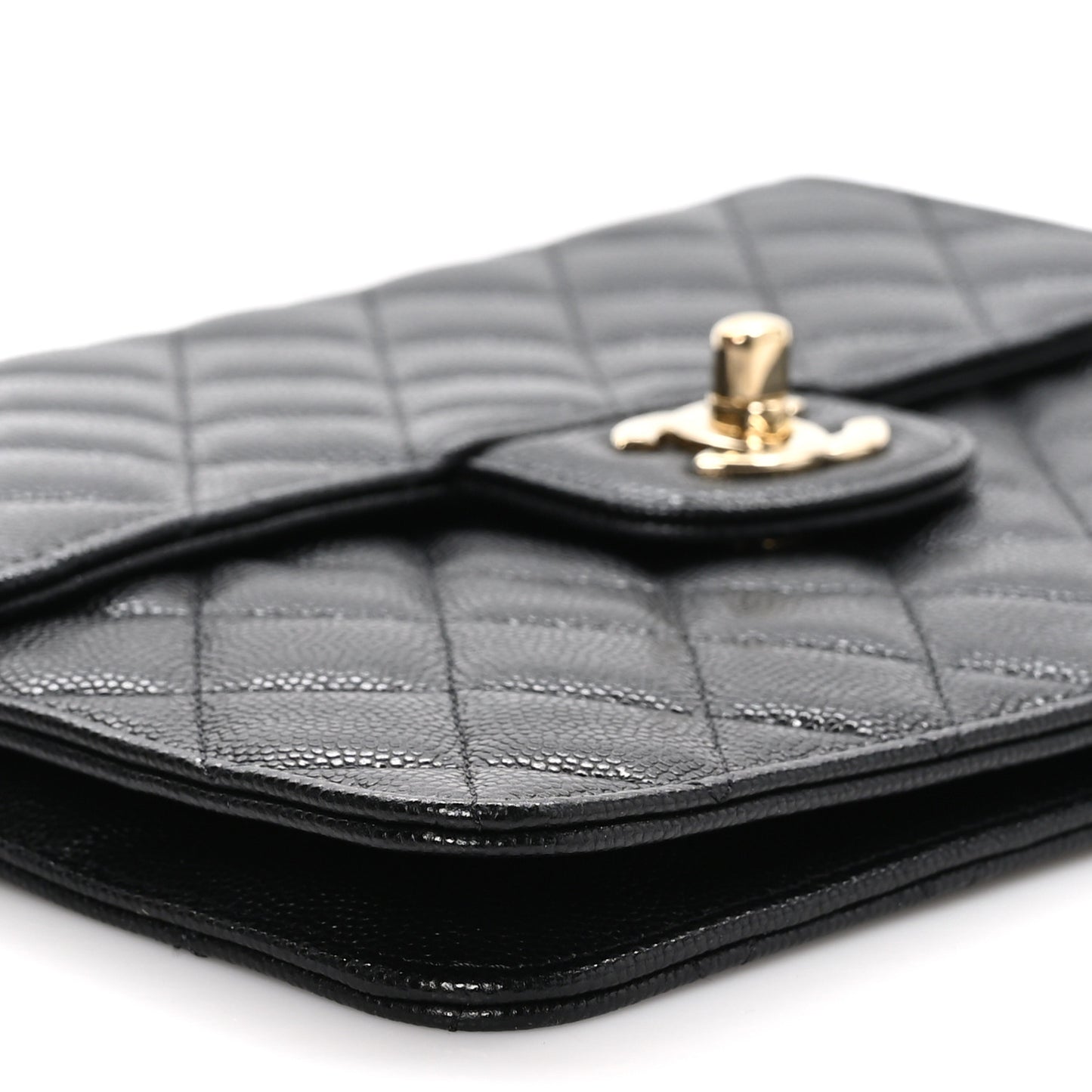 Caviar Quilted Square Flap Clutch Black